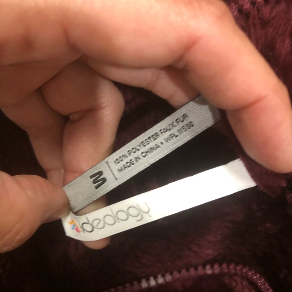 Ideology Burgundy Faux Fur Zip Up Sweater - Picture 7 of 10